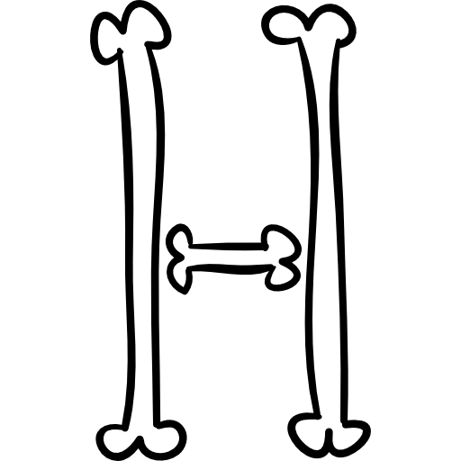 contorno di tipografia delle ossa di halloween della lettera h  icona