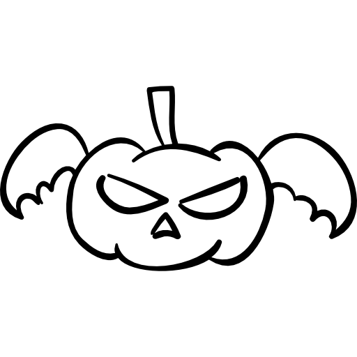 Halloween pumpkin head with wings  icon