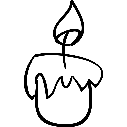 vela con contorno dibujado a mano llama ardiente  icono