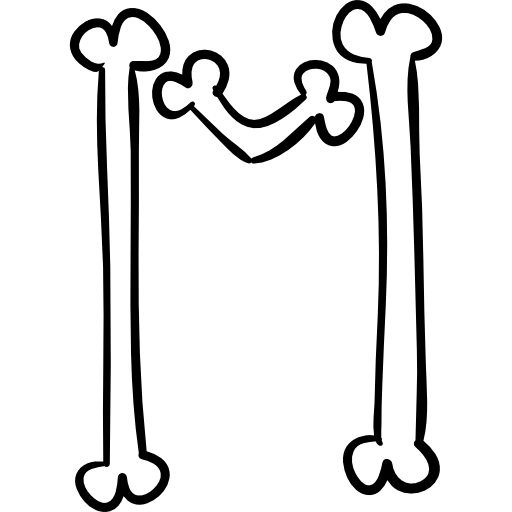 Letter M of bones outline  icon