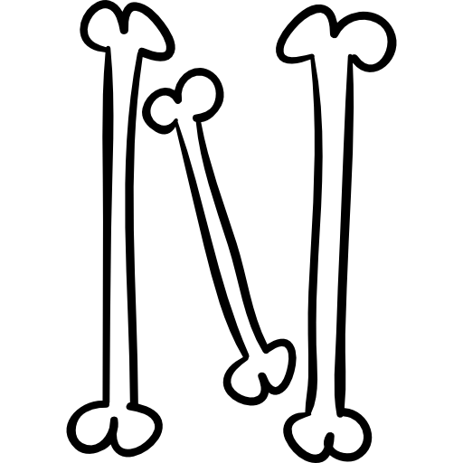 뼈의 문자 n 윤곽이 그려진 타이포그래피  icon