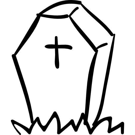 Halloween tombstone of coffin shape with a cross  icon