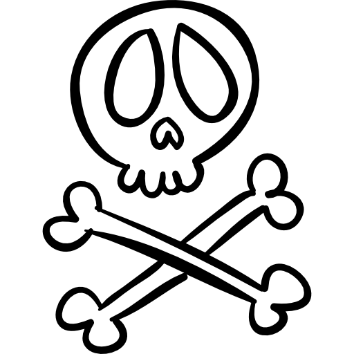 Halloween human skull and bones cross outlines  icon