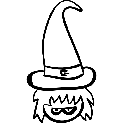 cabeça de bruxa de halloween com chapéu  Ícone
