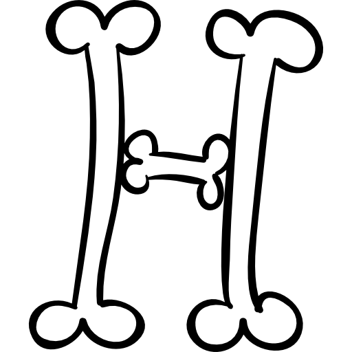 letra h de huesos tipografía contorneada de halloween  icono