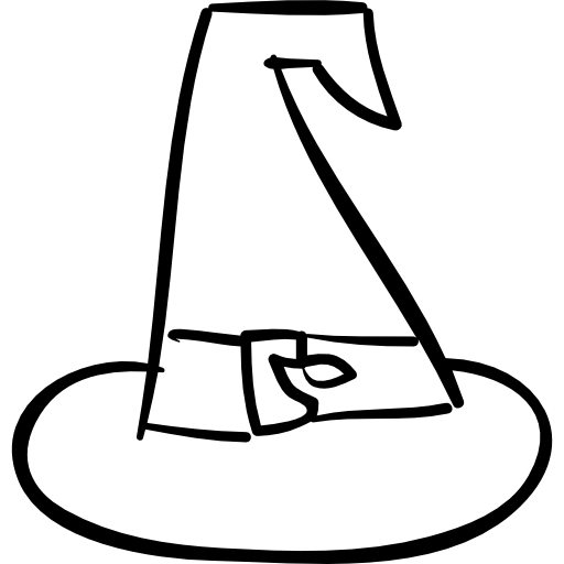 profilo disegnato a mano del cappello da strega conico magico di halloween  icona