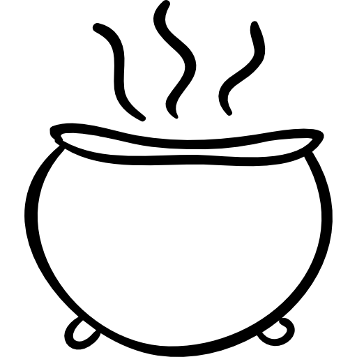 Halloween hot rounded pot outline  icon