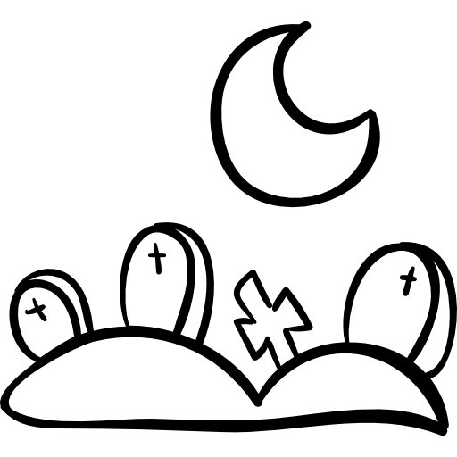 Halloween night cemetery outline  icon