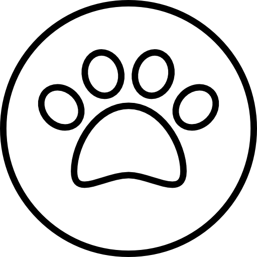 pawprint omtrek in een cirkel  icoon