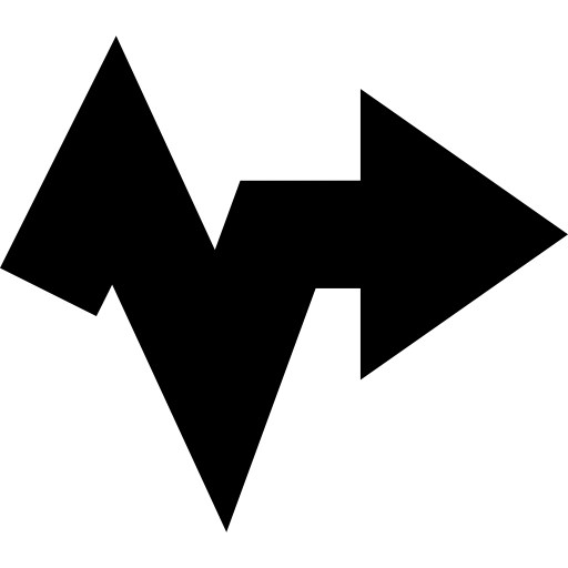 오른쪽을 가리키는 불규칙한 지그재그 선 화살표  icon