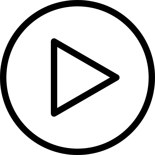 Треугольник со стрелкой воспроизведения в контуре круглой кнопки  иконка