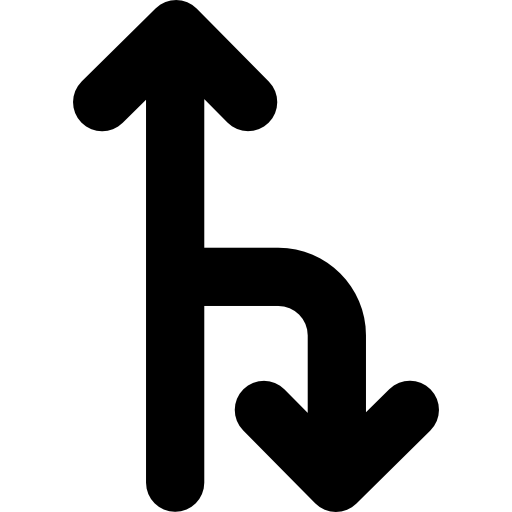 twee pijlen wijzen naar verschillende richtingen  icoon