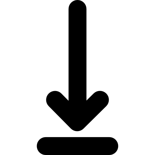 Straight down arrow on a line  icon