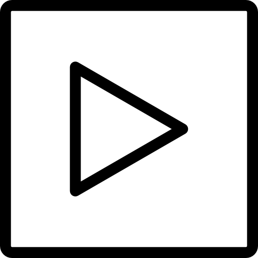 trójkąt ze strzałką w prawo w zarysie kwadratowego przycisku  ikona