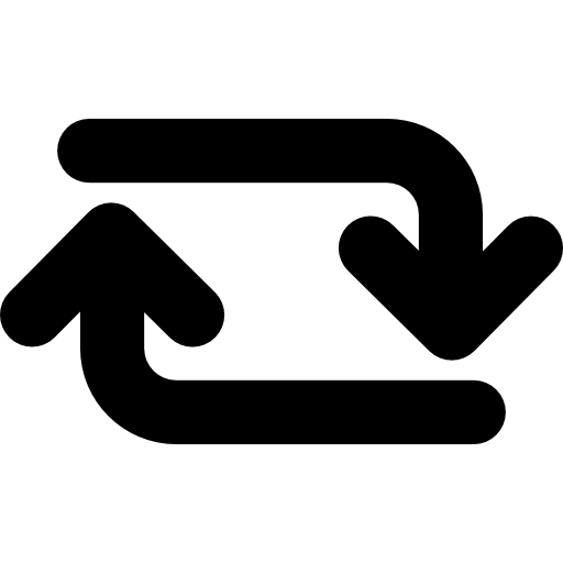 dos flechas en sentido horario con rotación rectangular  icono
