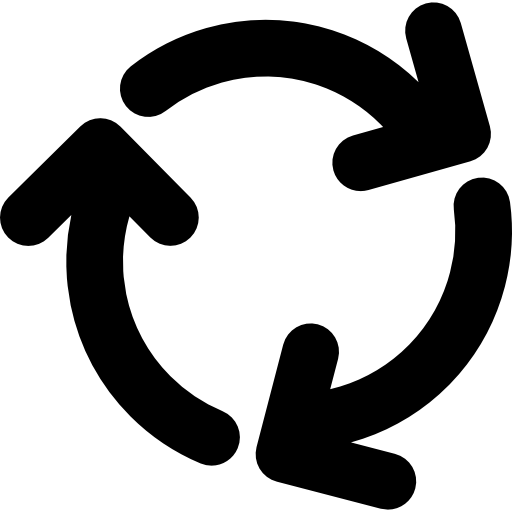 tre frecce circolari ruotano in senso orario  icona