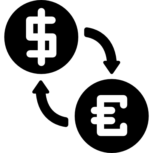 cambio valuta dollaro euro  icona