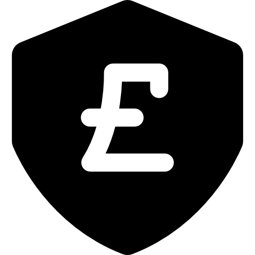 sinal de escudo de proteção de dinheiro de libra  Ícone