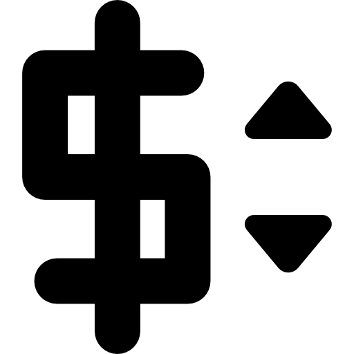 segno di valuta del dollaro con le frecce su e giù  icona