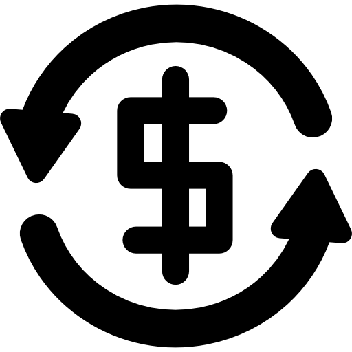 Знак валюты доллара стрелками против часовой стрелки  иконка