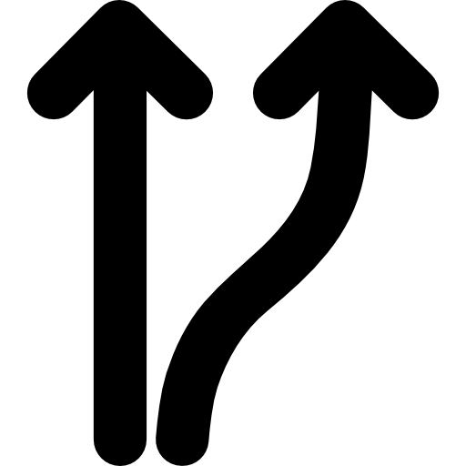 Две стрелки вверх, прямые и другая изогнутая  иконка