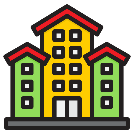 edificio srip Lineal Color icono