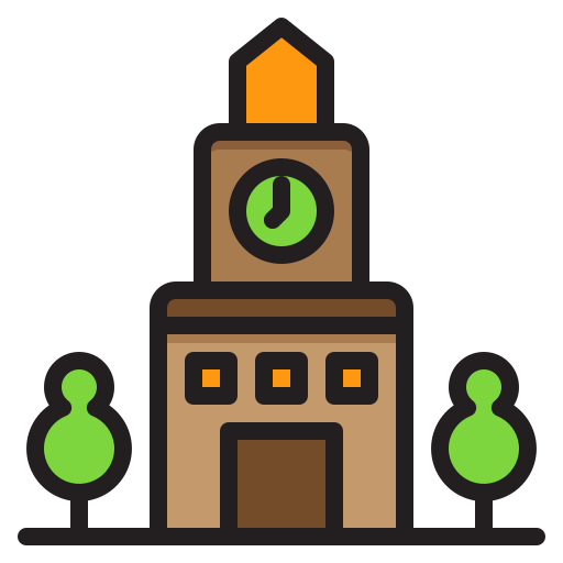 Clock tower srip Lineal Color icon