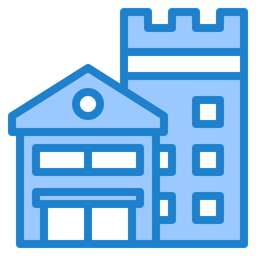 edificio de la ciudad srip Blue icono