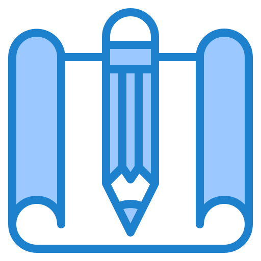 lápis e papel srip Blue Ícone