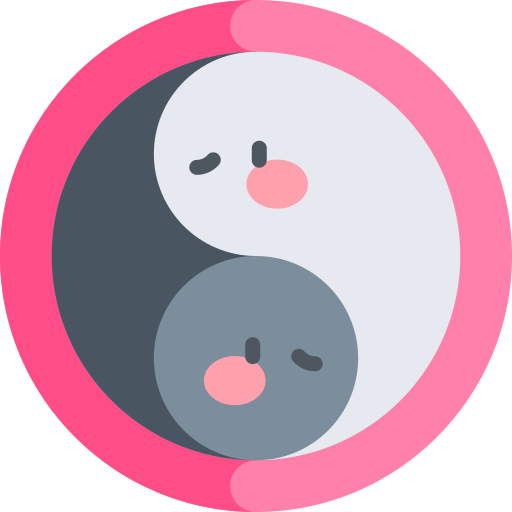 Yin yang Kawaii Flat icon