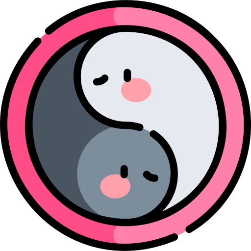 yin yang Kawaii Lineal color Icône