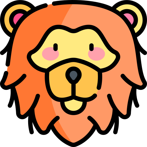 león Kawaii Lineal color icono