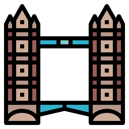 puente de la torre Smalllikeart Lineal Color icono