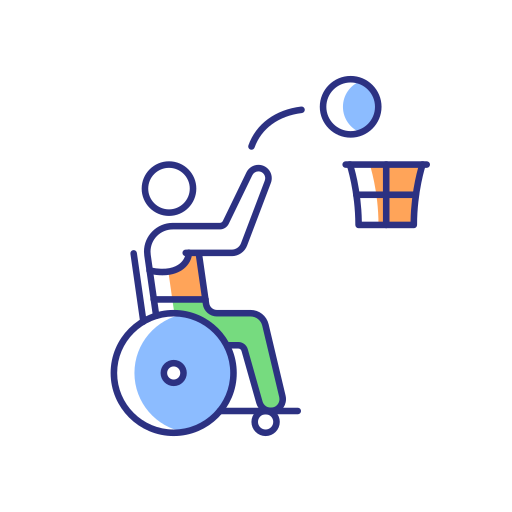 Wheelchair basketball Generic Thin Outline Color icon