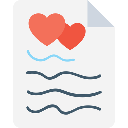 carta de amor Flat Color Flat icono