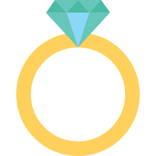 pierścionek zaręczynowy Flat Color Flat ikona
