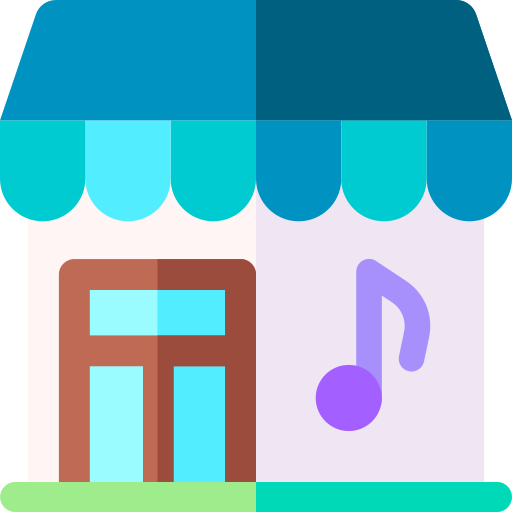 muziekwinkel Basic Rounded Flat icoon