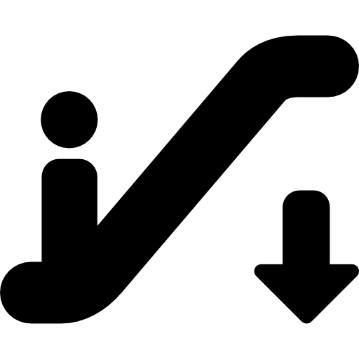 Эскалатор спускается знак  иконка