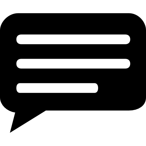 bocadillo de diálogo negro con líneas dentro  icono