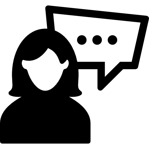 Woman with speech bubble  icon
