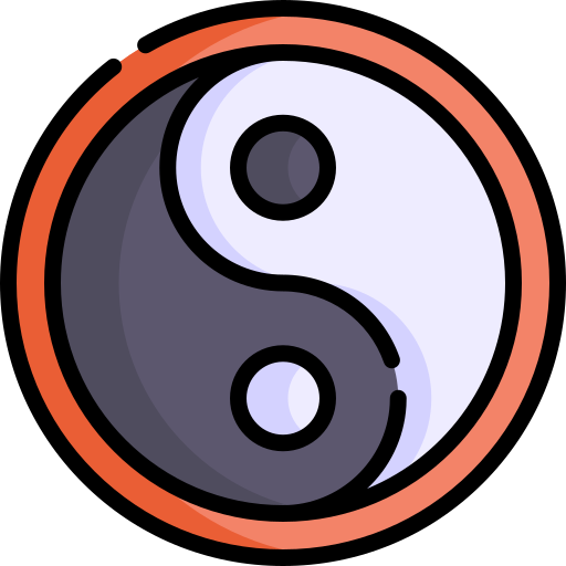 yin yang Kawaii Lineal color ikona