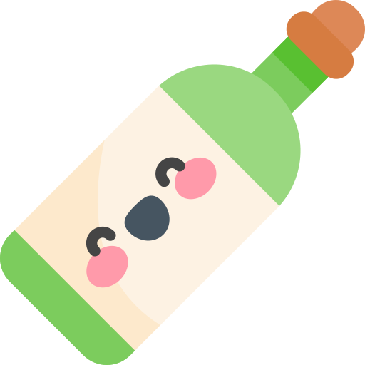 bottiglia di vino Kawaii Flat icona