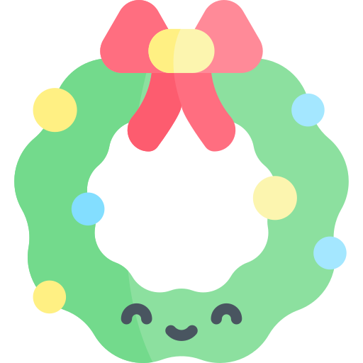 Christmas wreath Kawaii Flat icon