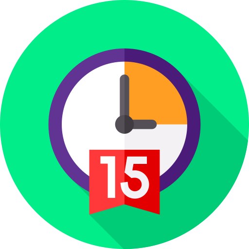 15 minuten Flat Circular Flat icon