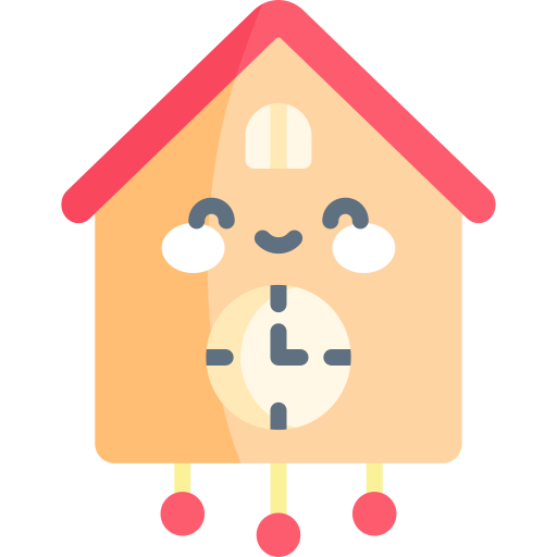 Cuckoo clock Kawaii Flat icon