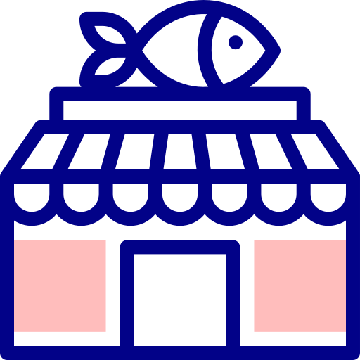 魚屋 Detailed Mixed Lineal color icon