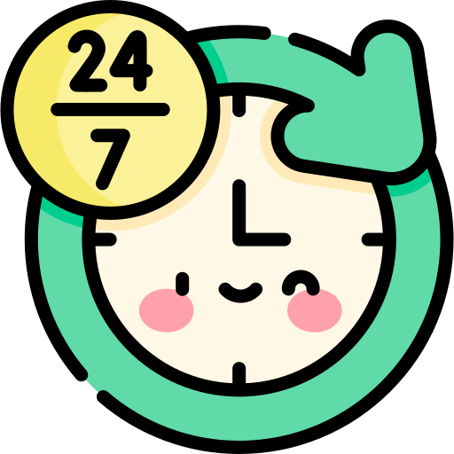24 horas Kawaii Lineal color icono