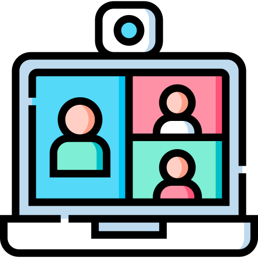 Video conference Detailed Straight Lineal color icon