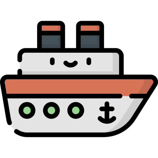 bateau Kawaii Lineal color Icône