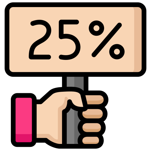 25パーセント Generic Outline Color icon